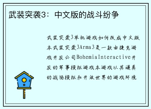 武装突袭3：中文版的战斗纷争